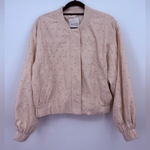 Avec Les Filles Blush Beaded Bomber Jacket Size M